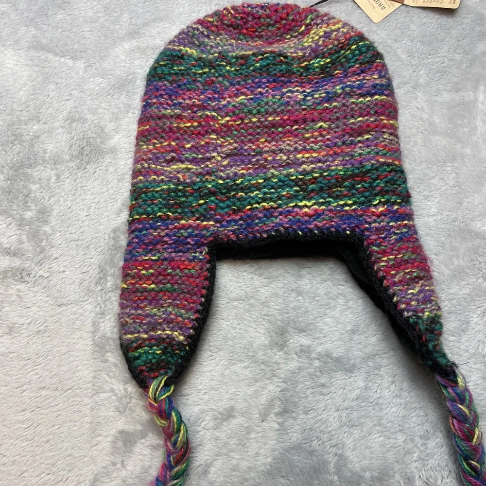 Andes Gifts Youth Size‎ Day of the Dead Beanie Earflap Hat Alpaca Blend Peru NWT